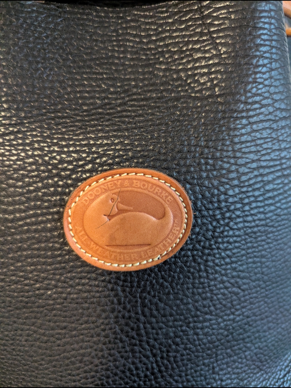Dooney & Bourke Pebbled Leather Drawstring Bucket Bag - Black/Tan - Picture 2 of 6